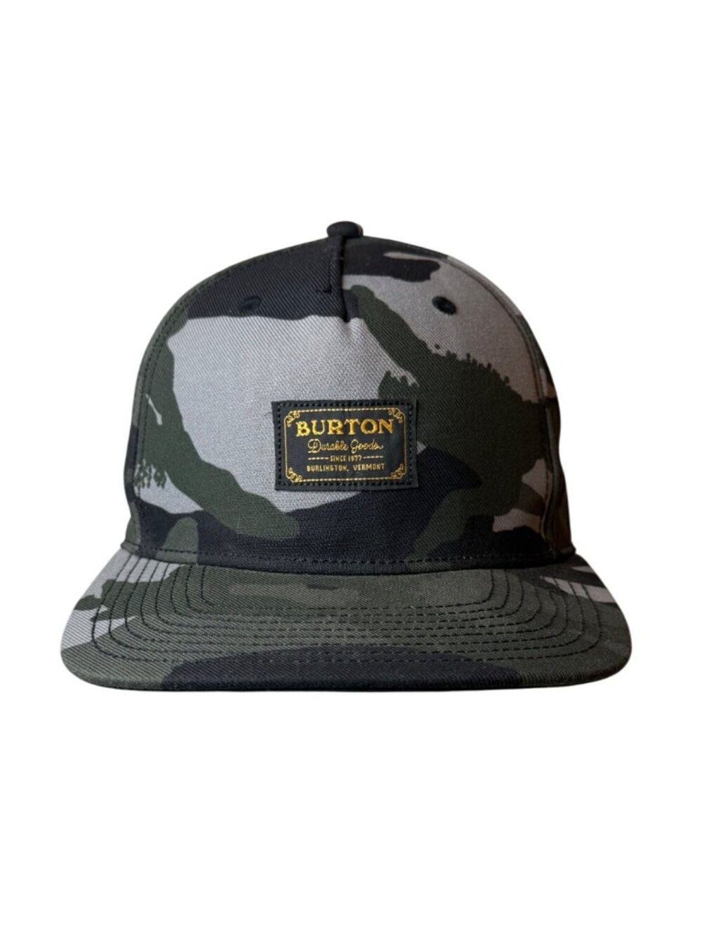 Burton Camo Snapback Hat Adjustable Flat Brim Durable Goods Logo One Size Cap